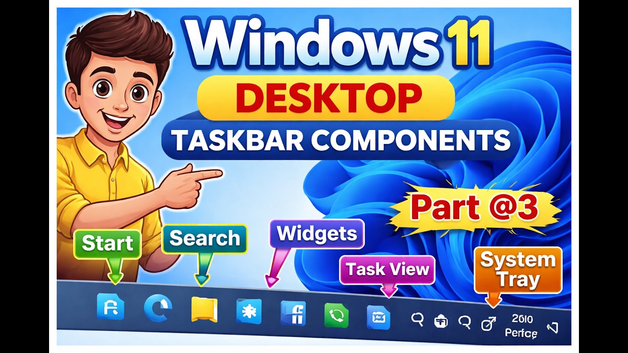 Windows 11 Complete Tutorial For Beginners Desktop - Taskbar Components Part@3 #tech #technology