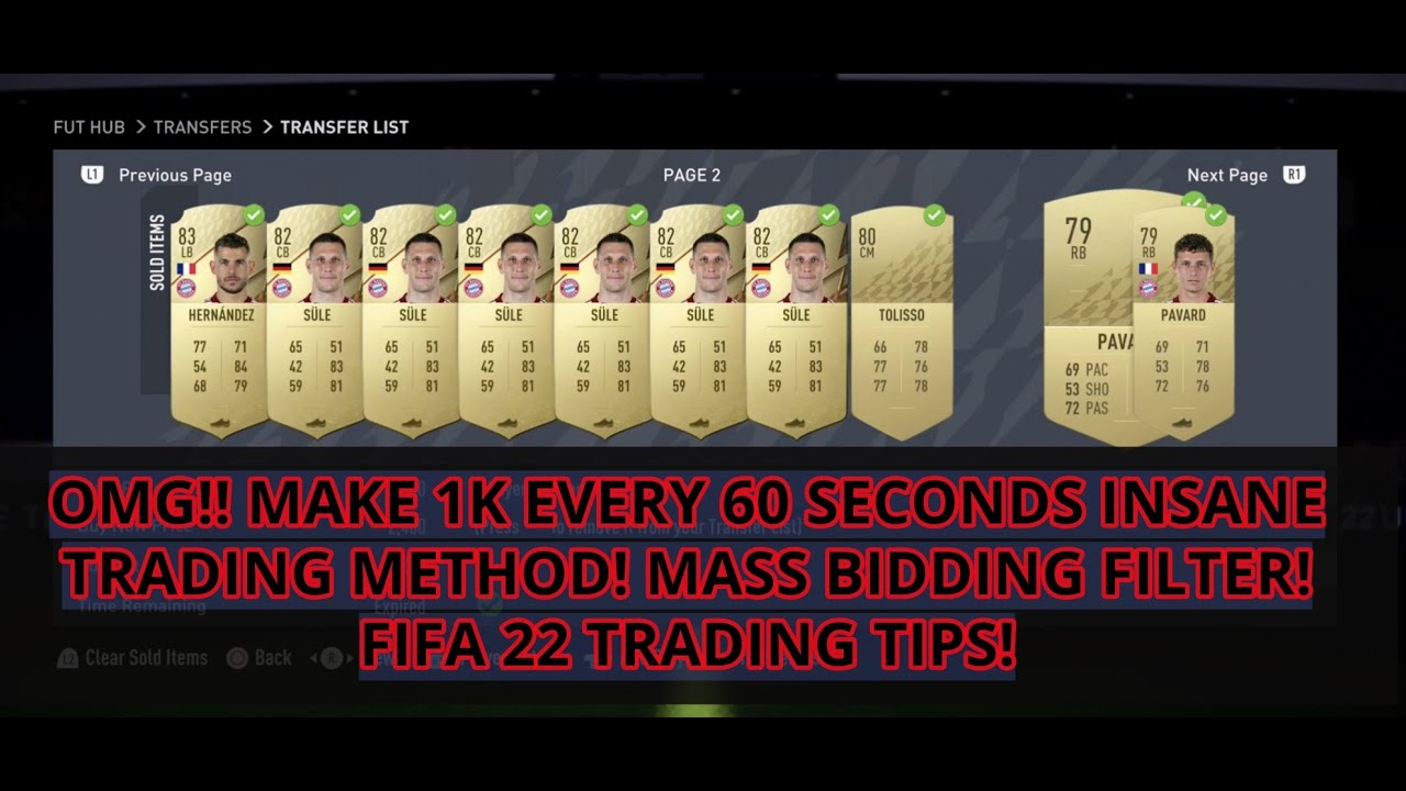 OMG!! MAKE 1K EVERY 60 SECONDS INSANE TRADING METHOD! MASS BIDDING FILTER! FIFA 22 TRADING TIPS!