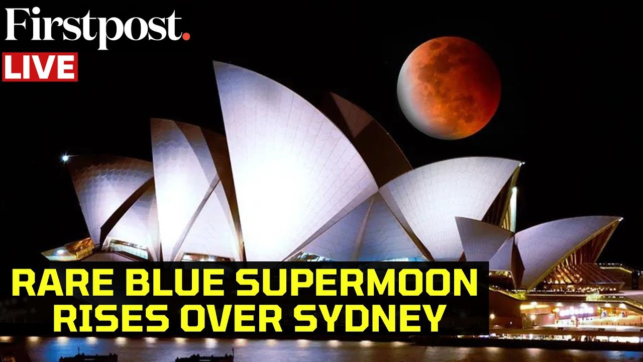 LIVE: First Blue Supermoon of 2024 Rises Above Sydney Opera House