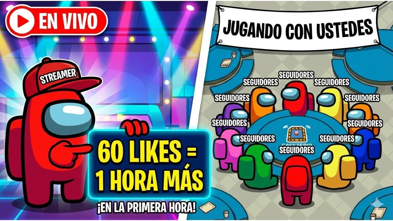 RETO: Si llegamos a 60 LIKES juego 1 HORA MÁS ⏳ | Among Us con Subs