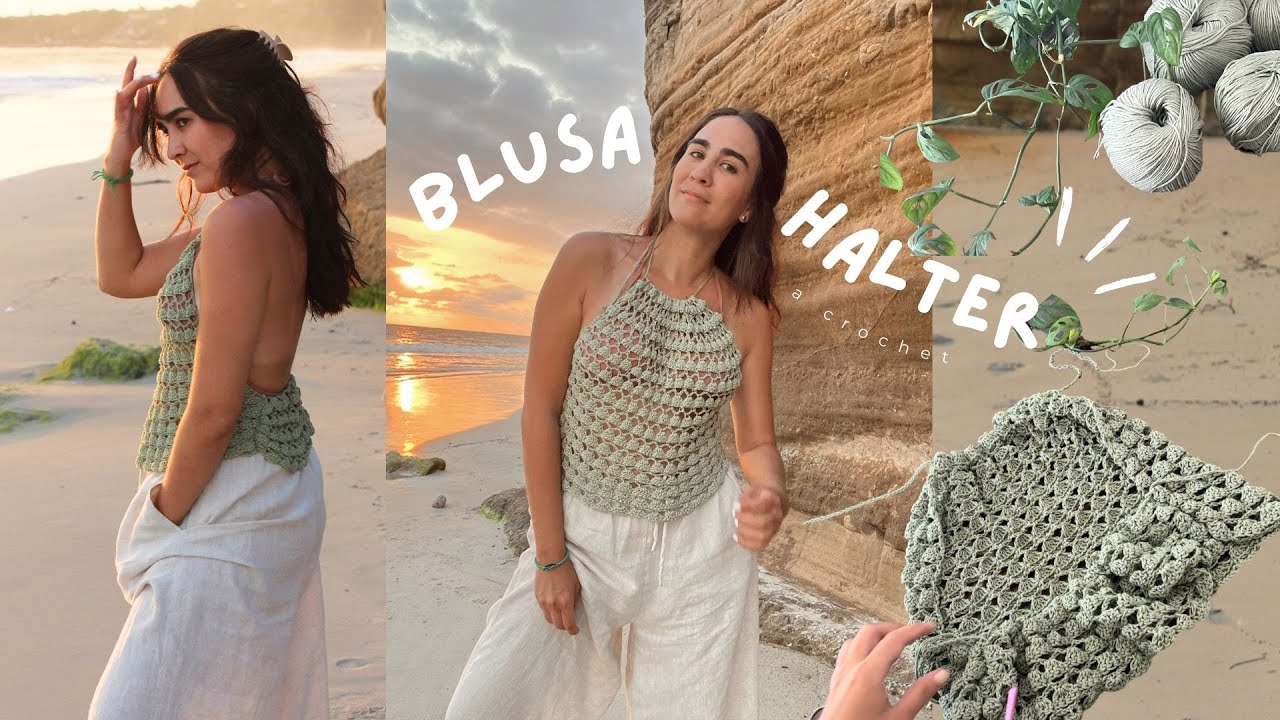 Tutorial: Blusa halter con espalda descubierta CROCHET/ DIY