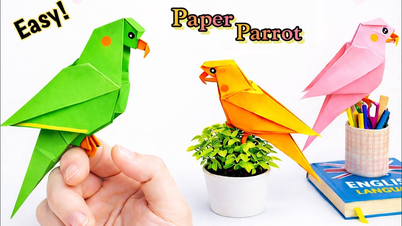 Origami Paper Parrot 🦜#How to make Paper bird#(Easy step by step)✨#Origami Craft World  