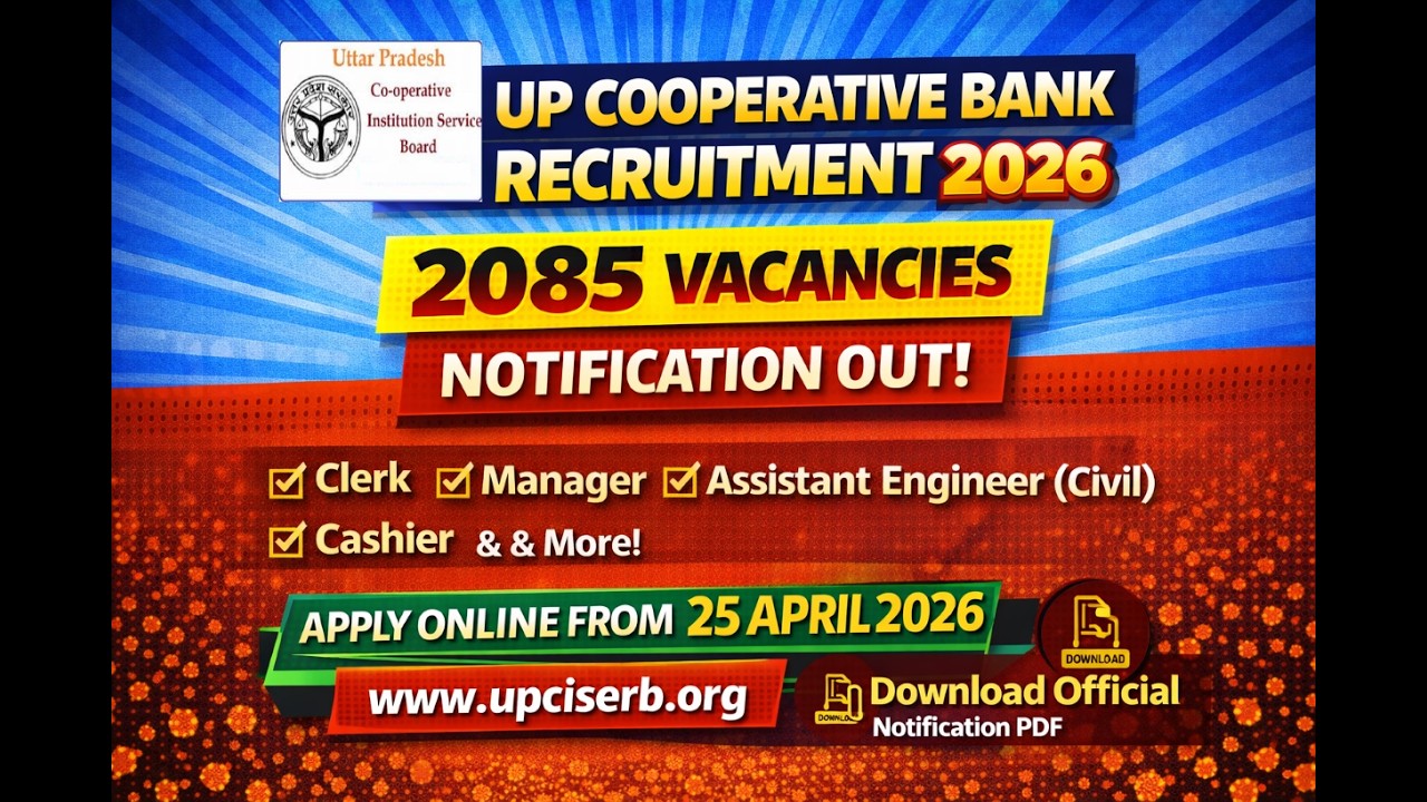 UPCISB Recruitment 2026 for 2,085 Clerk, Junior Manager & More posts #govtjobs #job #jobsearch #army