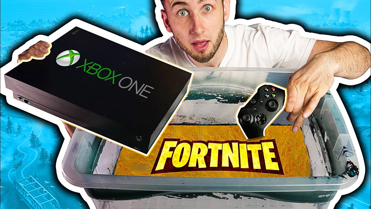 Złoty Custom Xbox One X FORTNITE + Pad *HYDRO DIPPING*