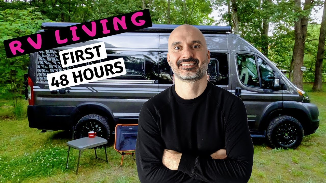 RV NEWBIE First 48 Hours of RV Living in a Winnebago Travato 🚙 1st BLACK TANK Dump!