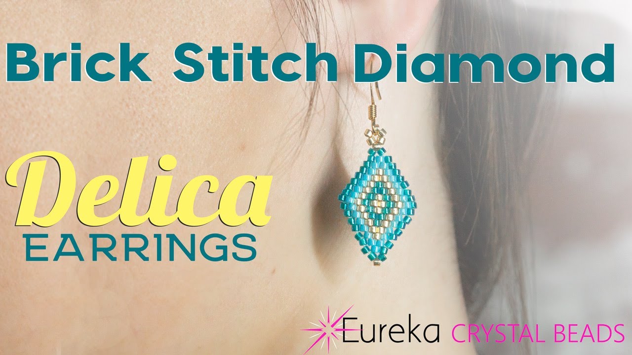 How to make Brick Stitch Diamond Earrings using Delica Seed Beads