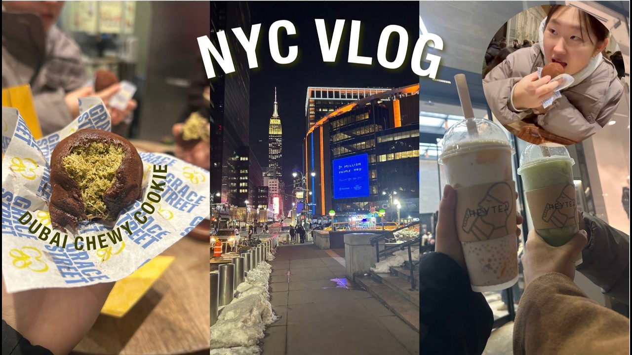 WE'RE BACK! | nyc vlog, dubai chewy cookie, hey tea