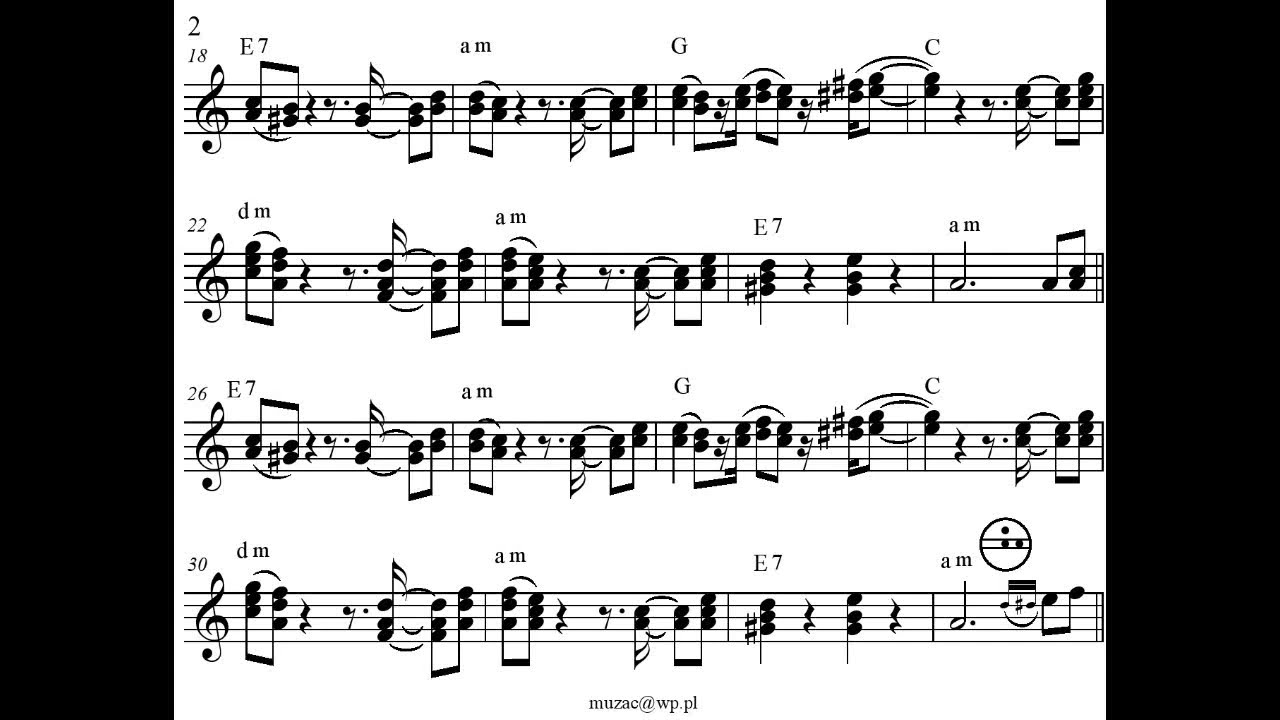 Piosenka krokodyla Gienka (Ja igraju na garmoshke) - Владимир Шаинского (Akordeon - Nuty)