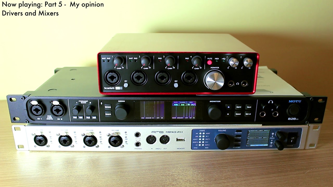 RME Fireface UFX II vs. MOTU 828es vs. Focusrite Scarlett 18i8 2nd Gen