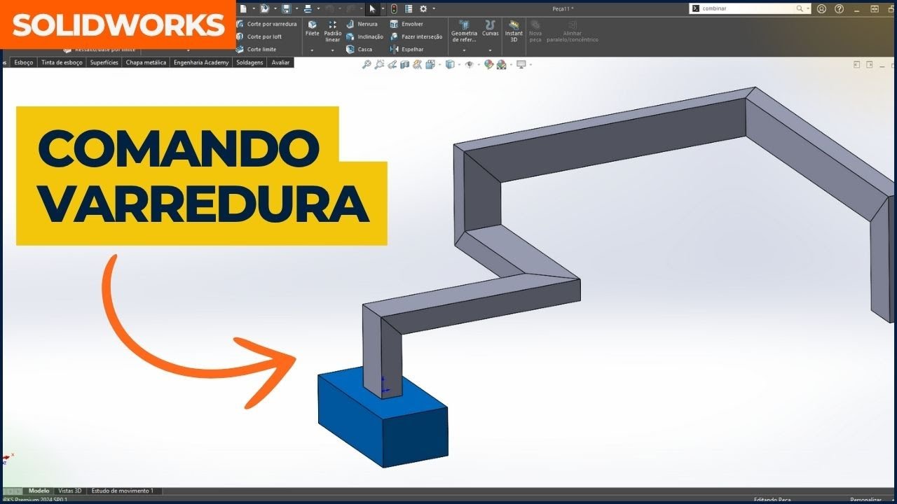 Ressalto Base Varrido no Solidworks - Corte por Varredura