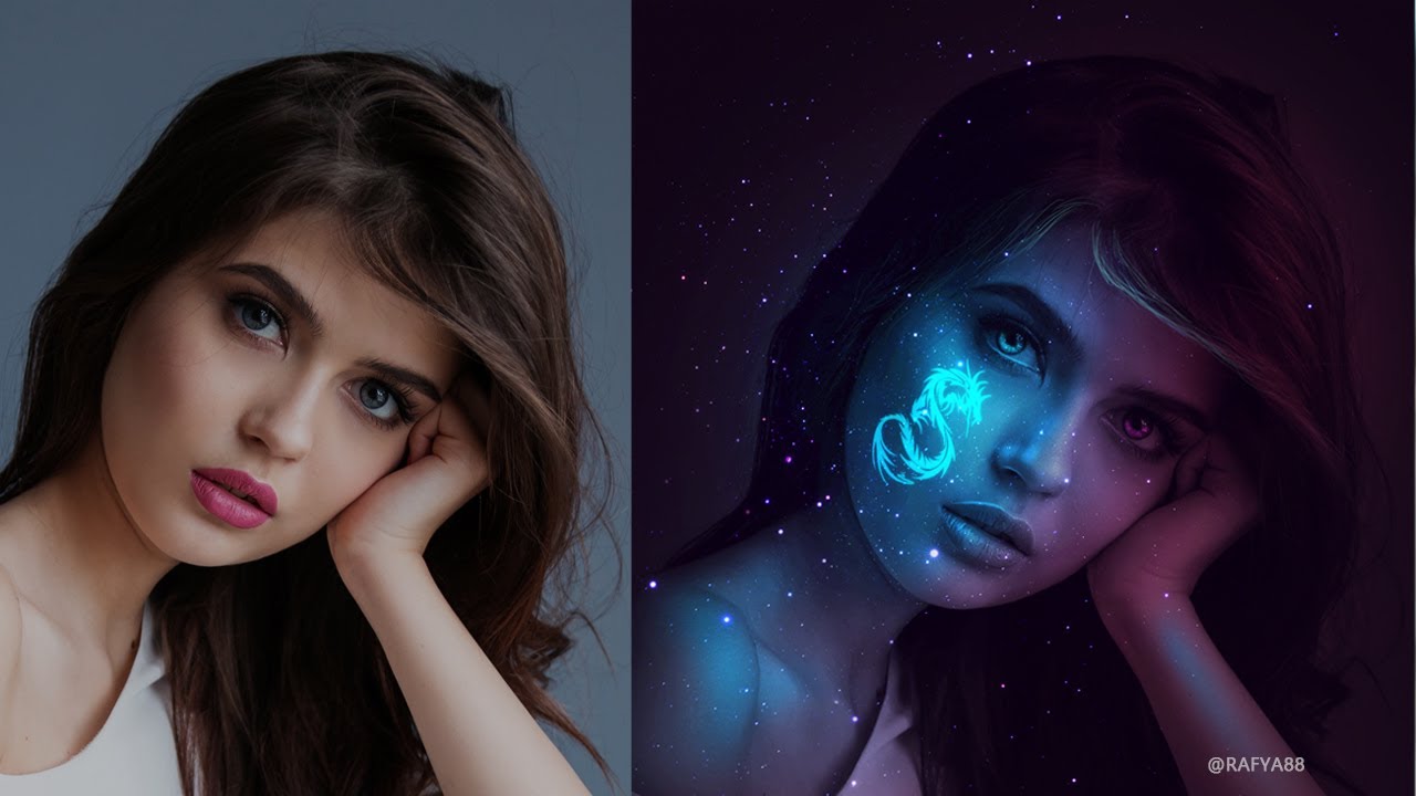Tattoo Glow in the Dark Portrait Effect Photoshop Tutorial