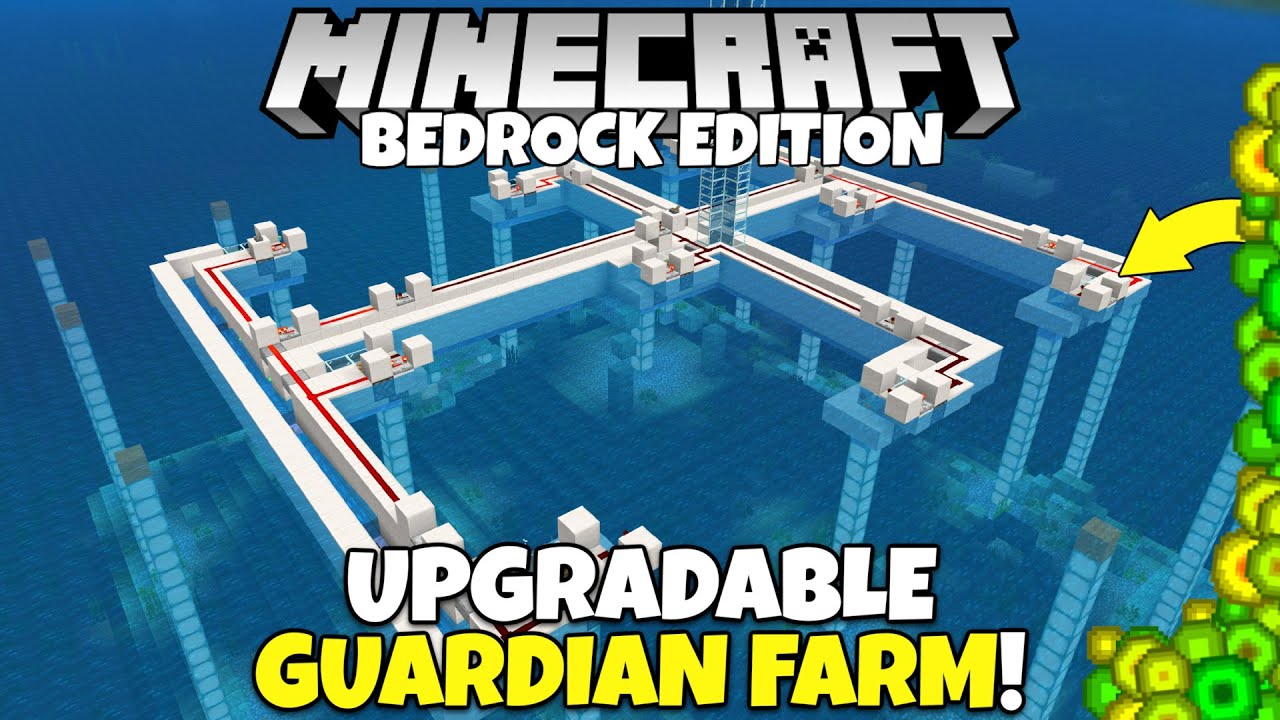 Minecraft Bedrock: UPGRADABLE Guardian Farm! Simple/Working! Minecraft 1.21 Tutorial