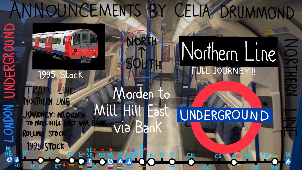 🖤NORTHERN LINE FULL JOURNEY!🖤from Morden ➡️ Mill Hill East via Bank ( 1995 stock Underground 2025 )