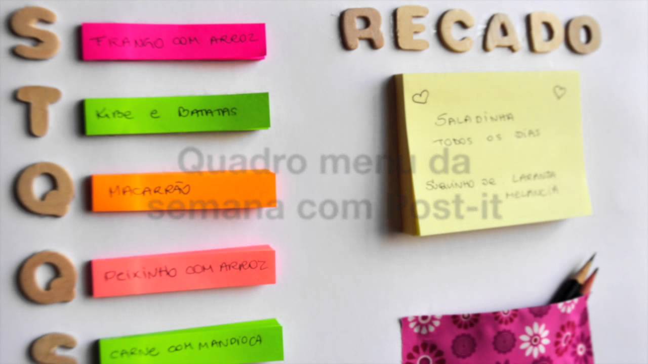 Teaser: mural menu da semana com Post-it