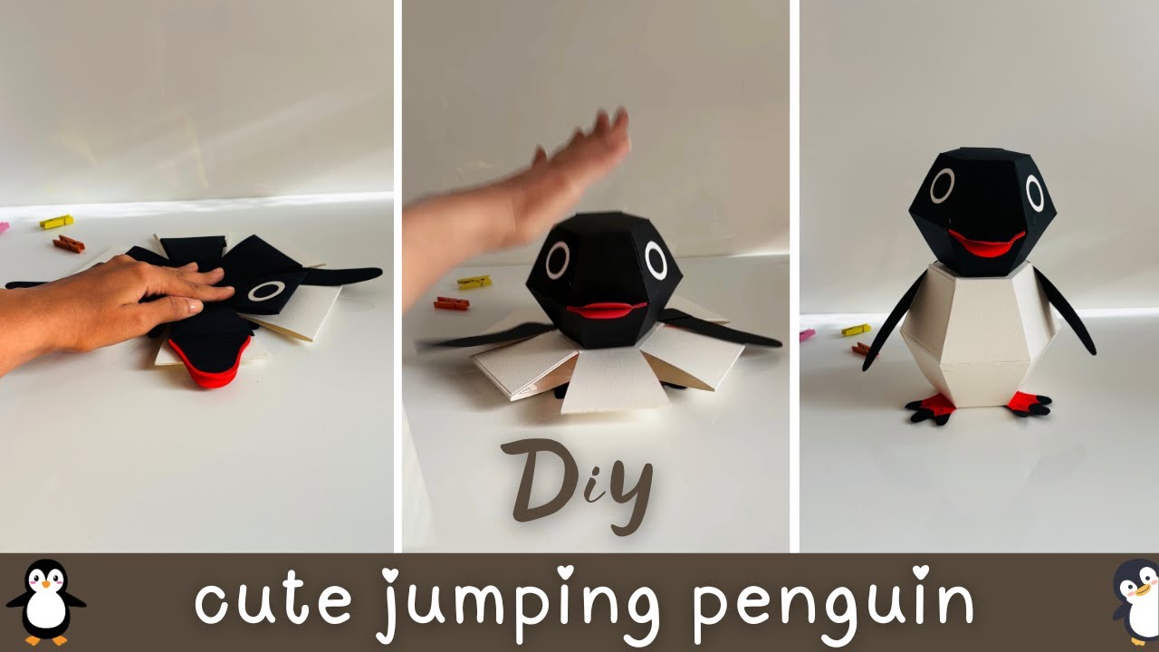 🐧 Милый прыгающий пингвин своими руками | Простая бумажная поделка, которая действительно прыгает...
