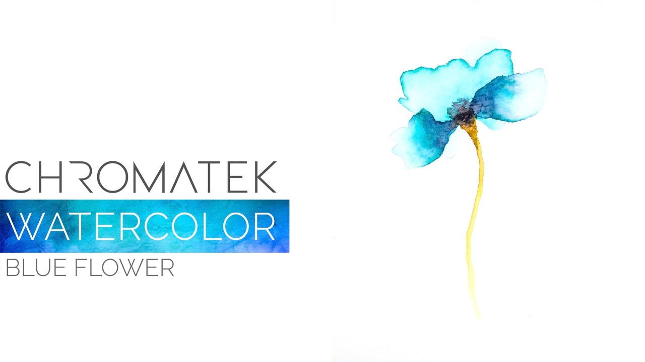 Watercolor Blue Flower with Chromatek Watercolor Pens