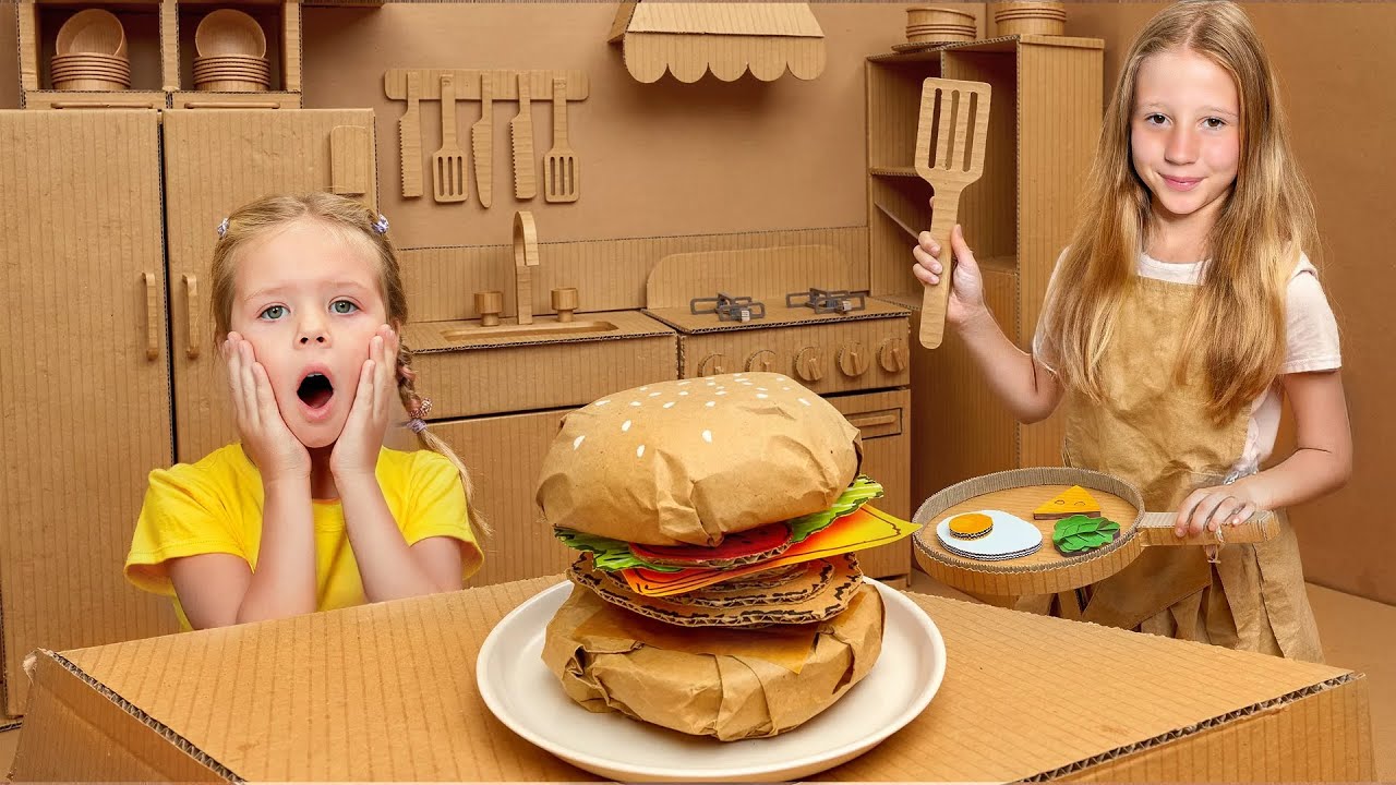 ناستيا وأصدقاؤها داخل تحدي بيت الكرتون