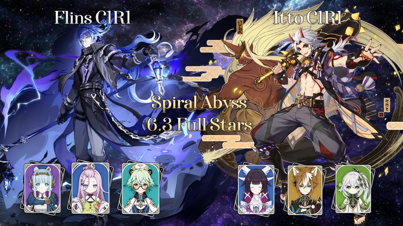 Flins C1R1  x Itto C1R1 | 6.3 Spiral Abyss Floor 12 9 Stars | Genshin Impact (Mobile)