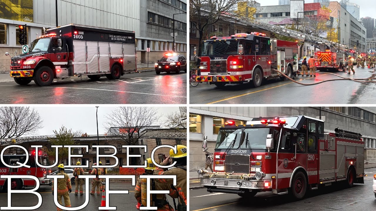 *FIRST ALARM* Montreal Fire Department (SIM) Units responding to a 10-07 fire in Griffintown.