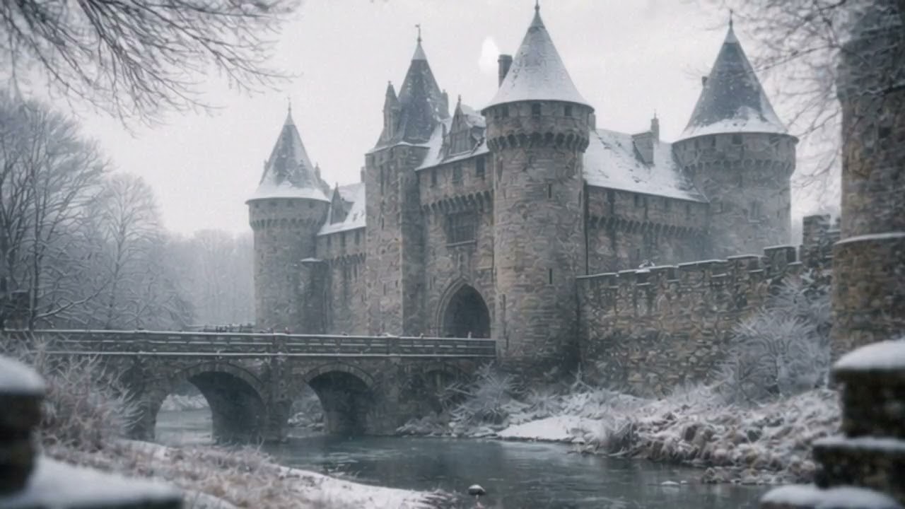 Snowy Medieval Castle Ambience 432Hz (1 Hour) | Calm Winter Silence