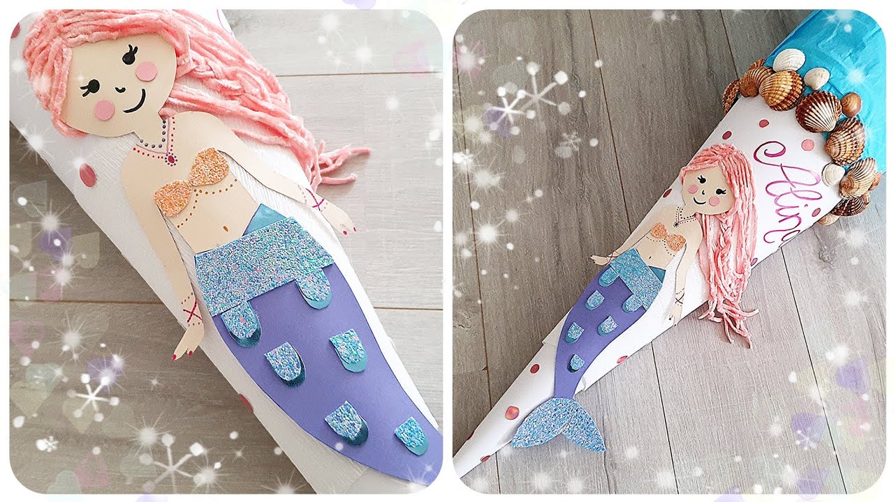 Ich mache eine Meerjungfrauen Schultüte für meine Tochter! 🧜‍♀️ Bastelidee für Mädchen 🐬