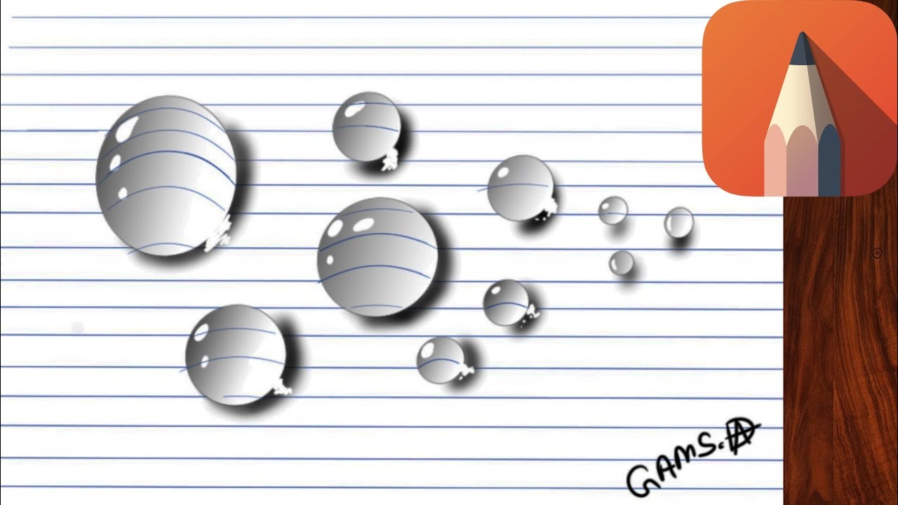 Digital 3D water drops with Autodesk SketchBook. How to draw easy tutorial