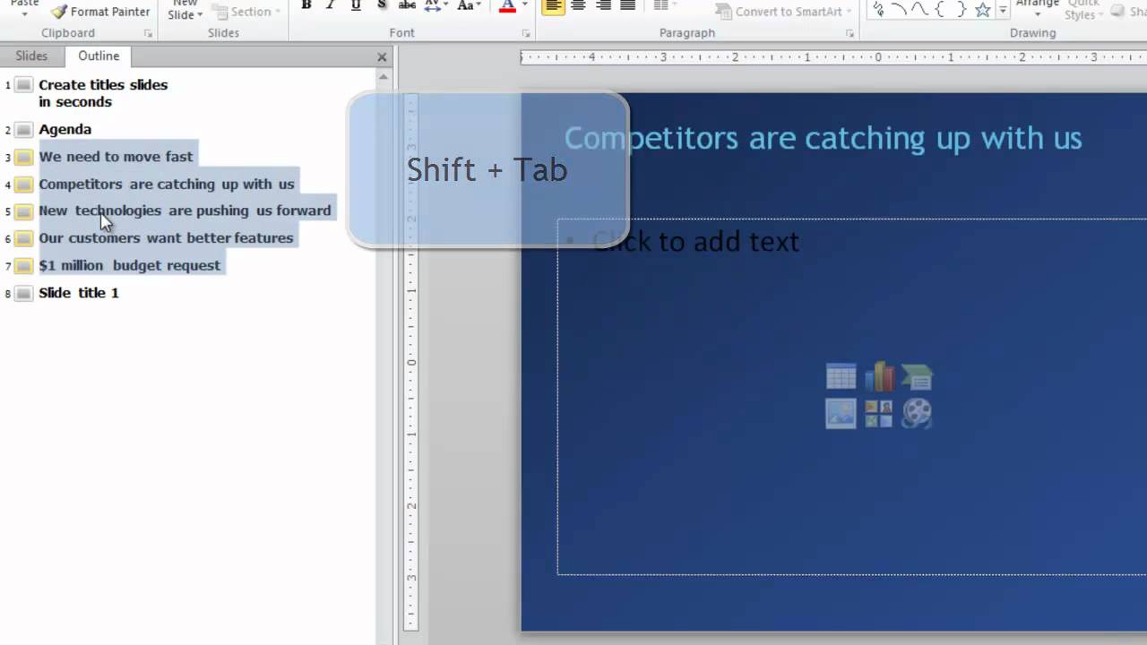 Create titled slides in seconds - Speaking PowerPoint tip #6