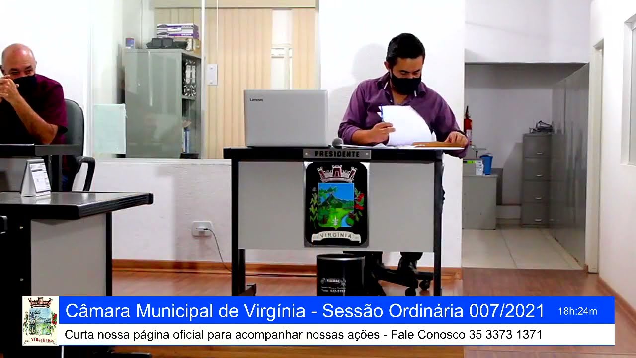 C&acirc;mara Municipal de Virg&iacute;nia Sess&atilde;o Ordin&aacute;ria 007/2021