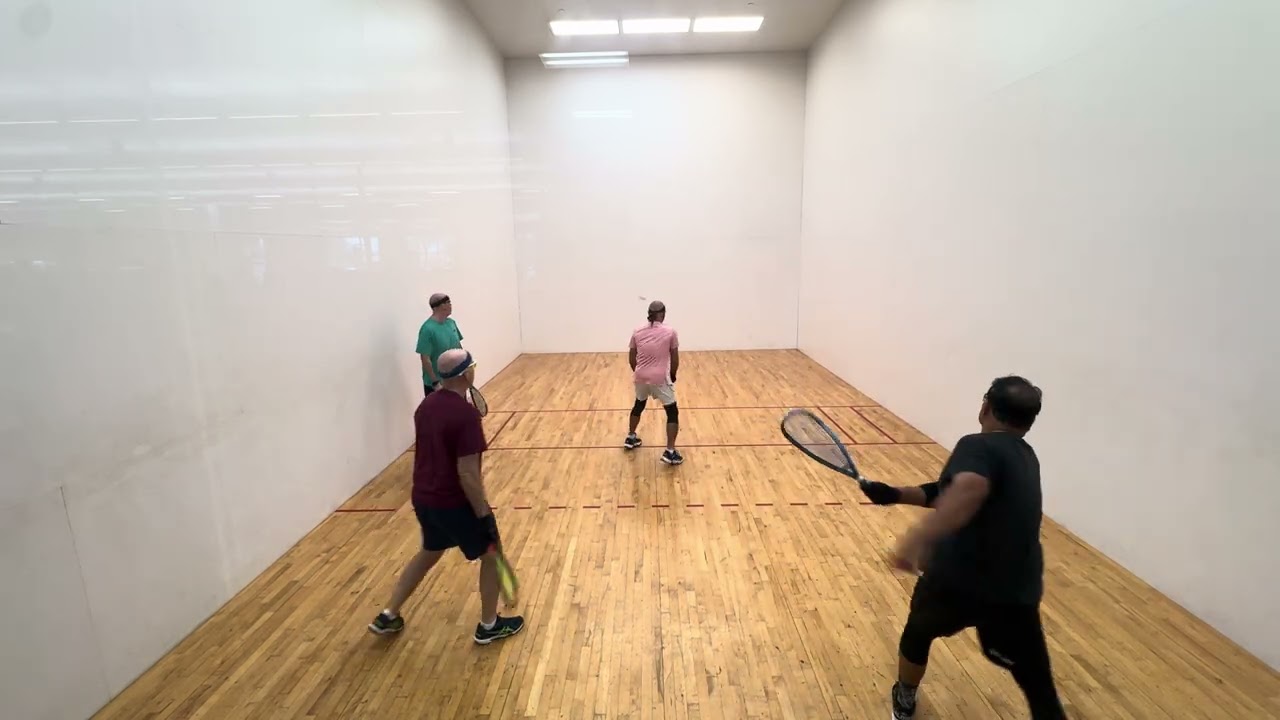 03.07.2026 1/3 short version Amir/Brandon vs. Robert/Peter doubles racquetball at LAF Austin TX. 