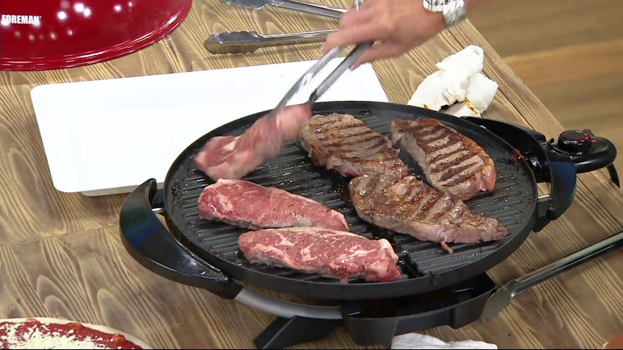 George Foreman 15 Serving Indoor/Outdoor Grill w/ Cover & Recipes on QVC