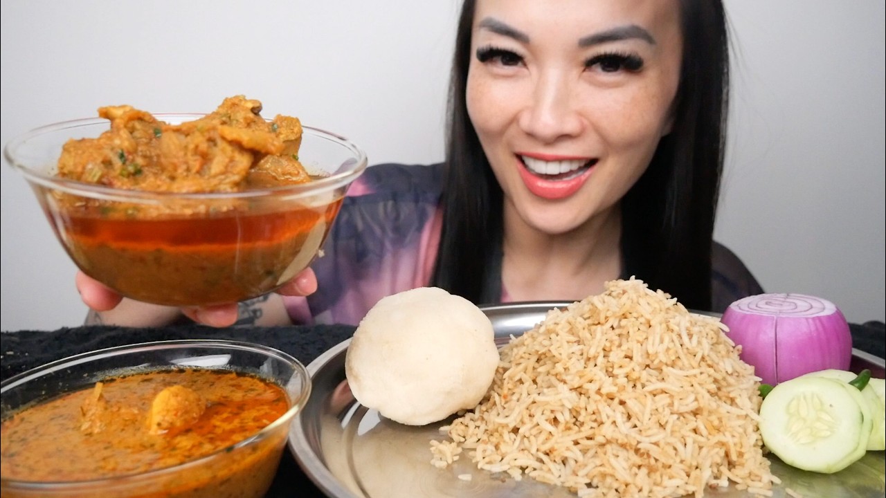 Индийское карри с рисом (звуки еды ASMR) Легкий шепот | SAS-ASMR