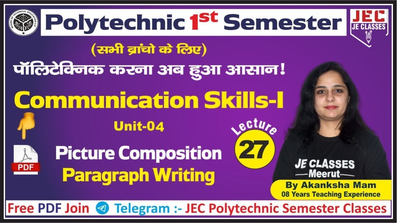 #27 UPBTE Polytechnic First Semester Communication Skills |Diploma 1st Sem. Communication Skills JEC