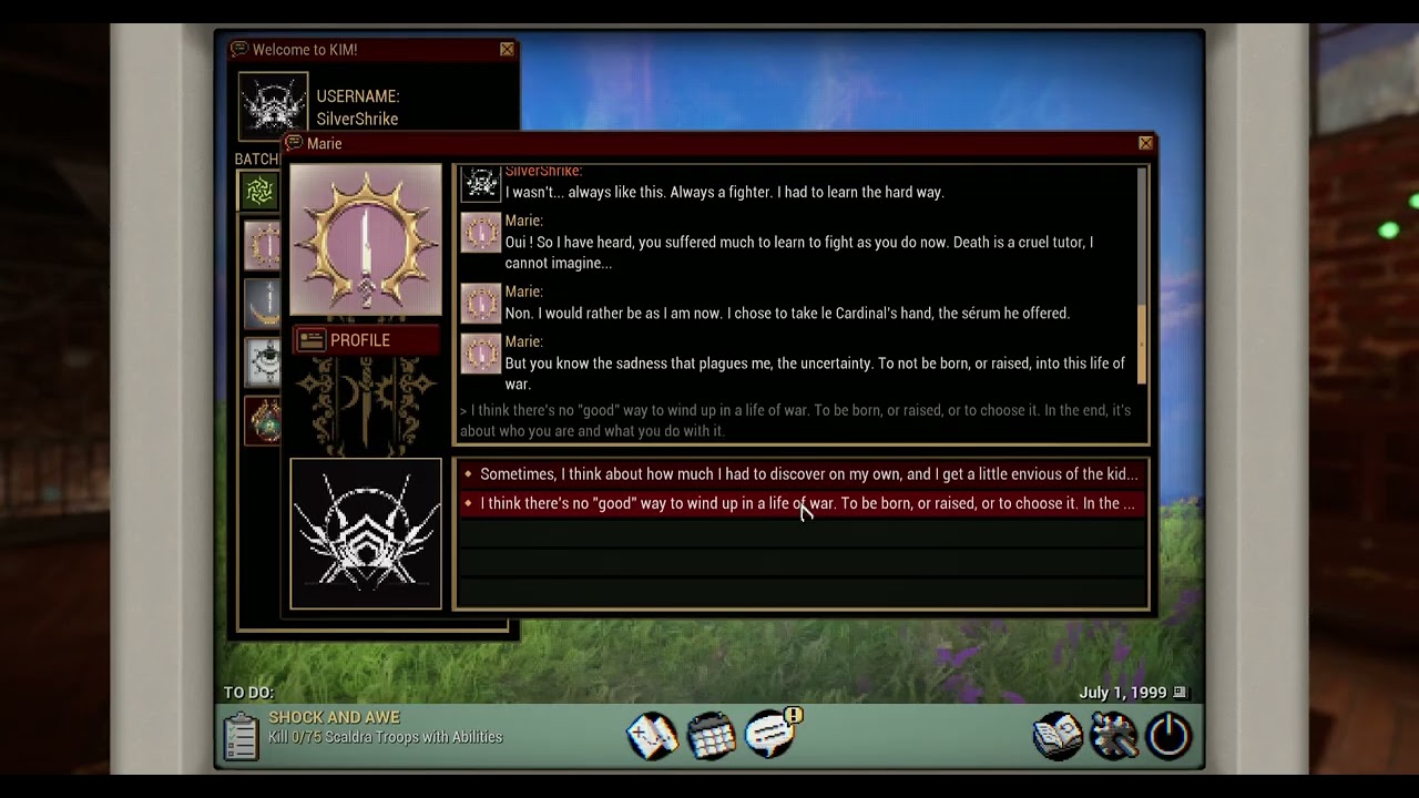 Warframe The Old Peace: Marie asking how the Drifter is this day - good/shoes/hard/training