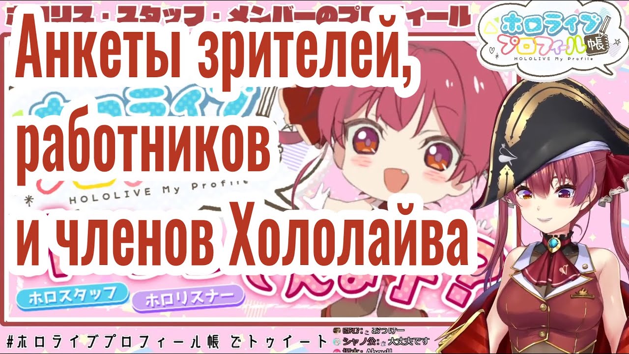 [Hololive] Анкеты зрителей, работников и членов Хололайва [Хоушо Марин]