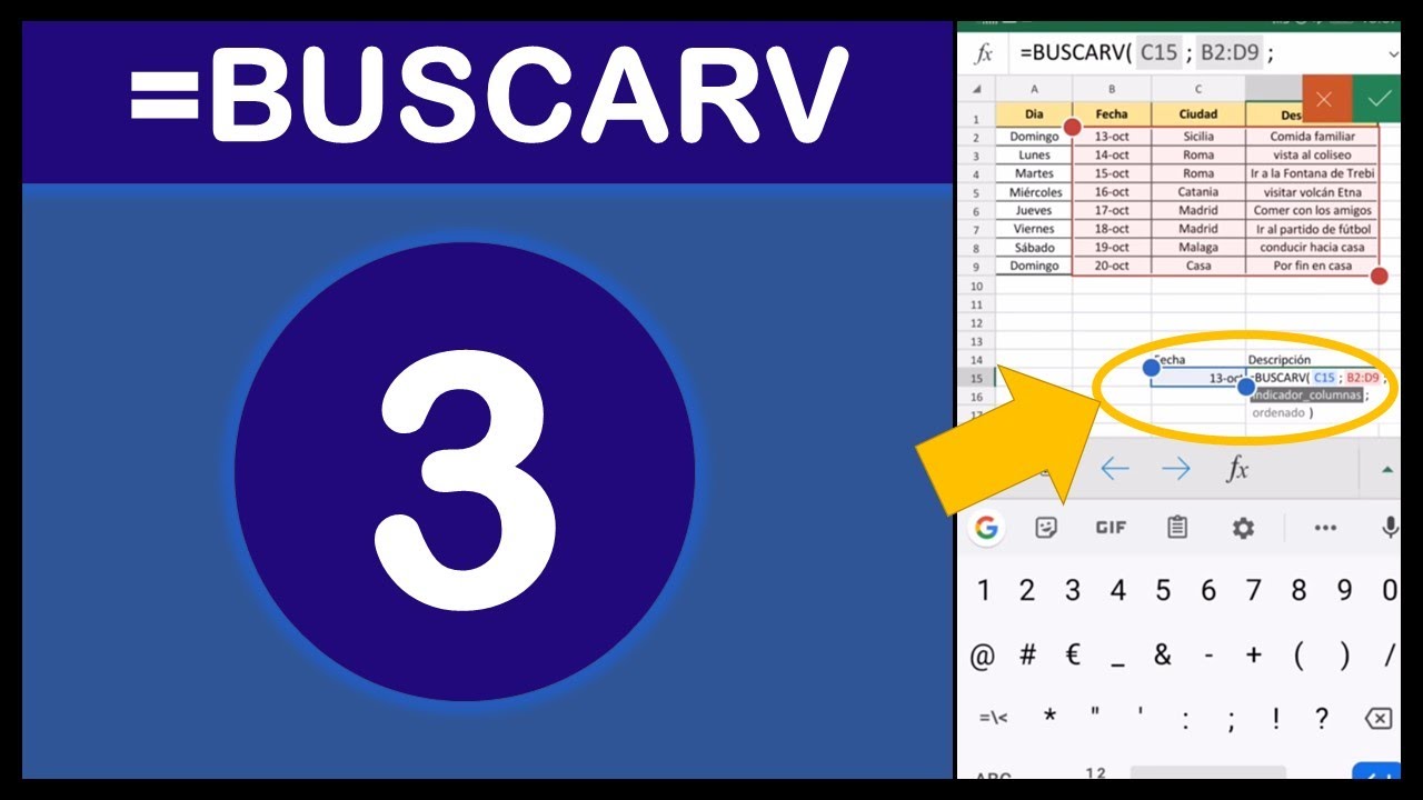 EXCEL PARA ANDROID  Formula BuscarV