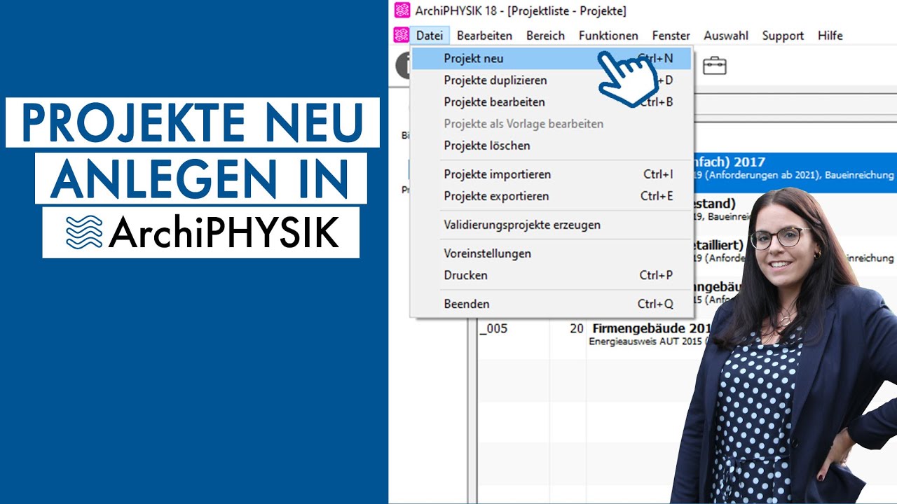 Ein neues Projekt in ArchiPHYSIK anlegen | ArchiPHYSIK Einsicht