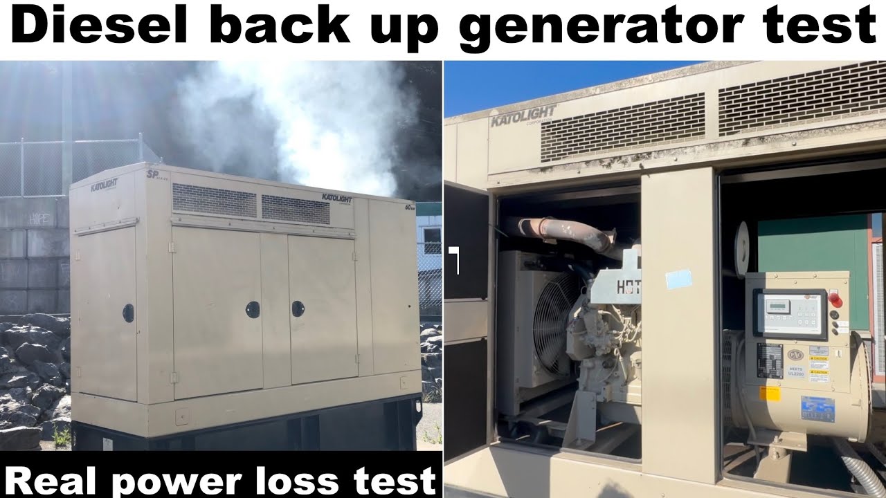 Testing diesel generator and automatic transfer switch, real power fail test at Elementary school