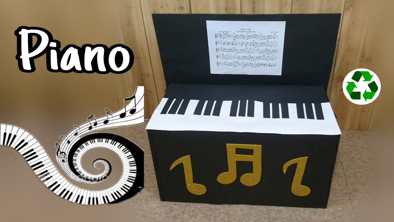 Manualidades de reciclaje // Decoración EBDV 2019 / Como hacer un piano con cartón