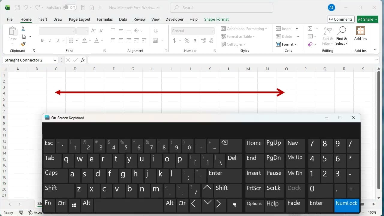 How to delete a line in excel