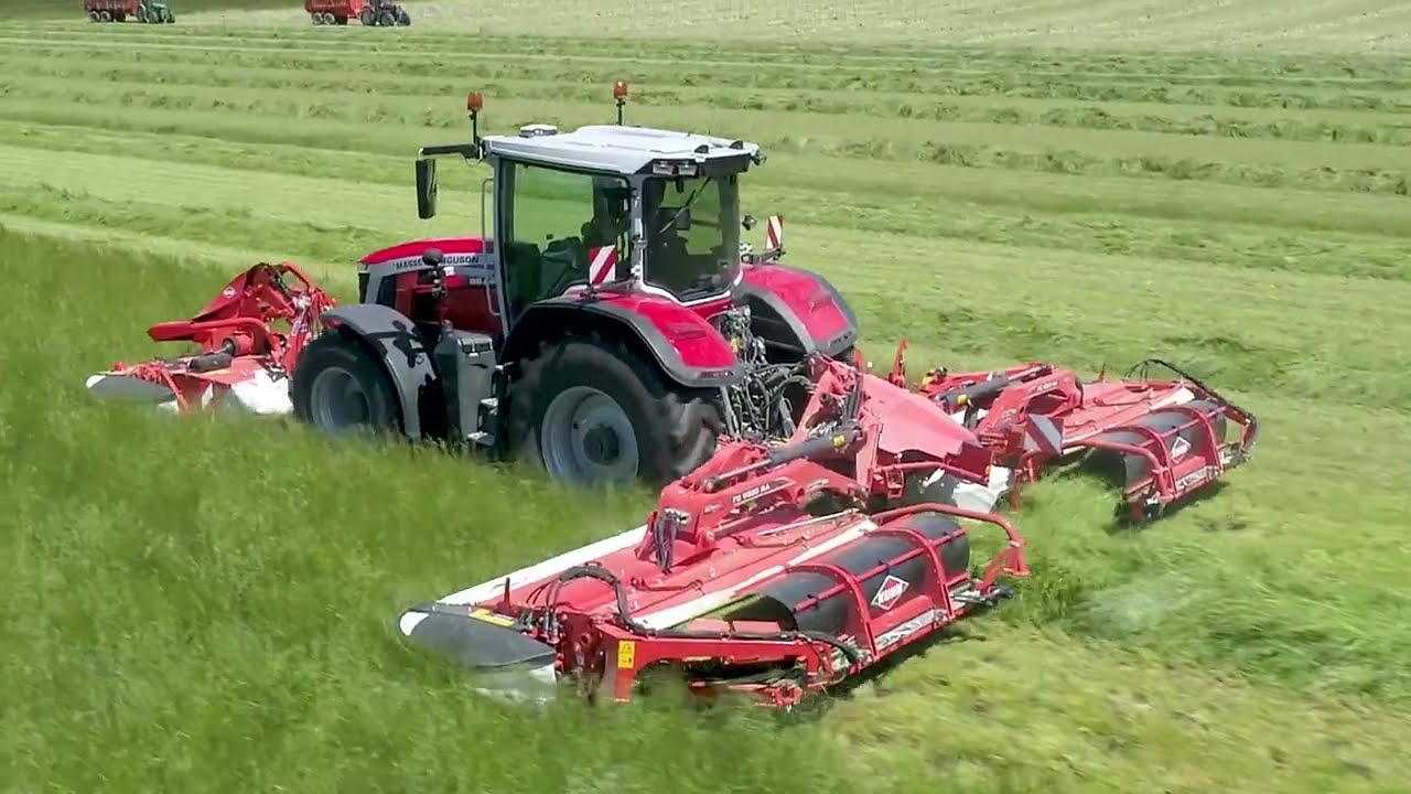 KUHN – Présentation FC 9330 RA (Faucheuse-conditionneuse triple à tapis regroupeurs d’andains)
