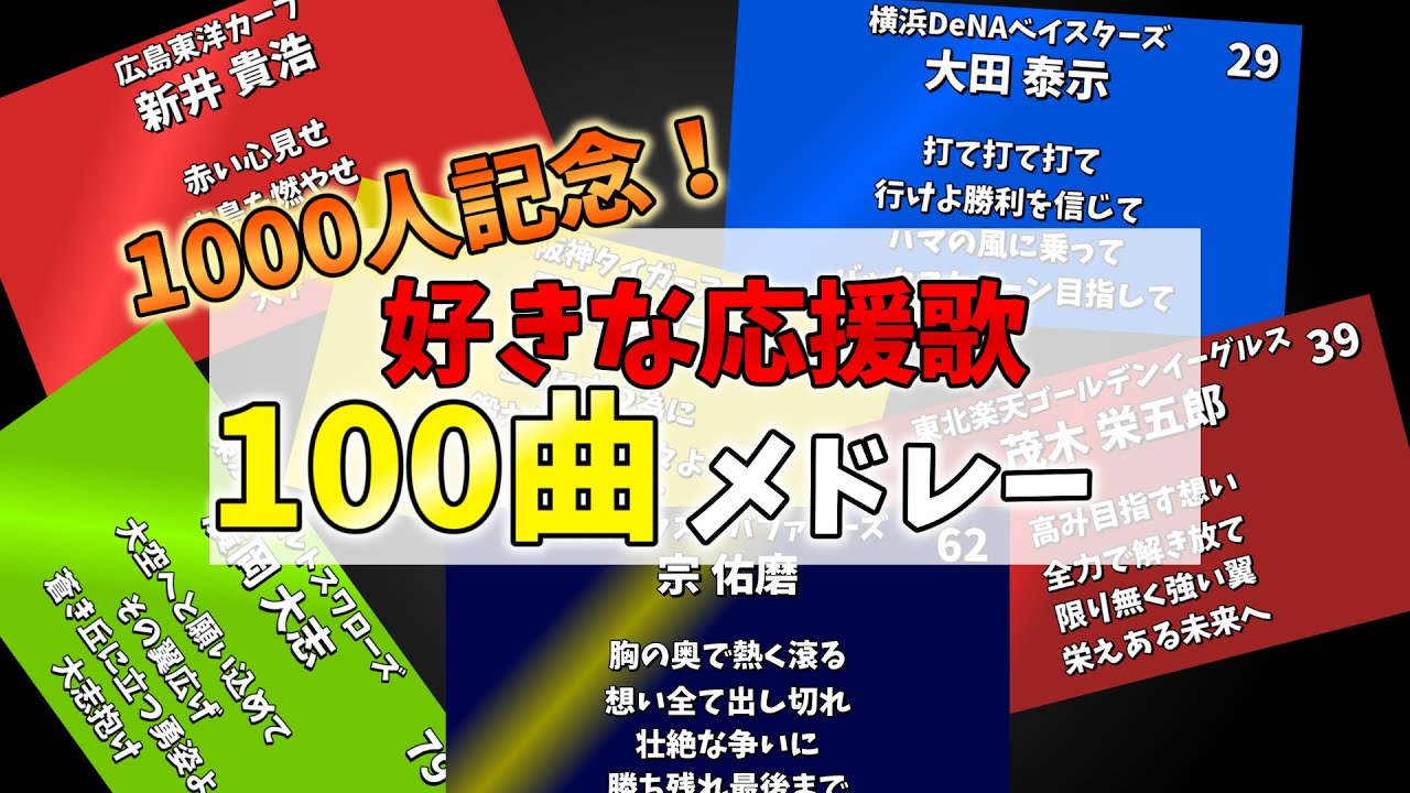 【1000人記念】好きな応援歌100曲メドレー【応援歌メドレー】