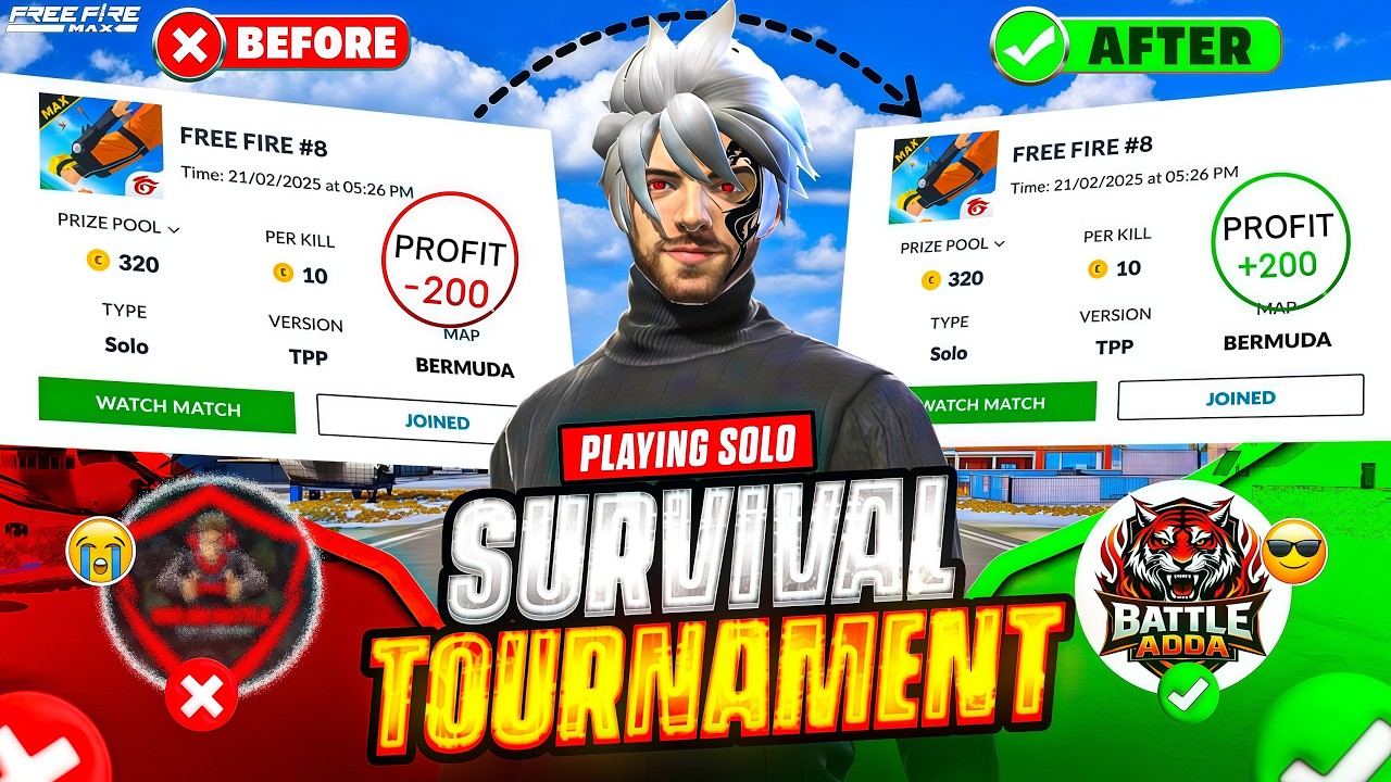 💸 24 HOURS Solo Survival Tournament 😱 ₹200 LOSS ➝ ₹200 PROFIT?! 🔥 | Free Fire