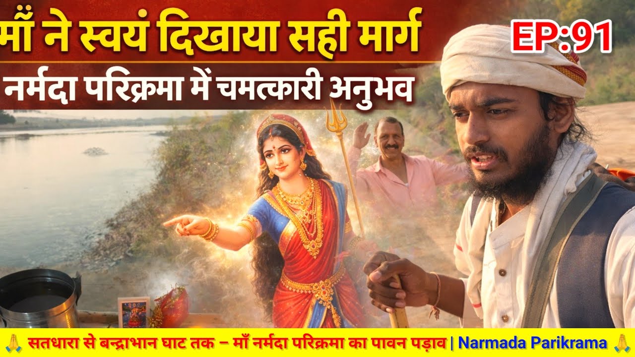 EP:91 सतधारा से बन्द्राभान घाट तक – माँ नर्मदा परिक्रमा का पावन पड़ाव |🙏 Narmada Parikrama 🙏