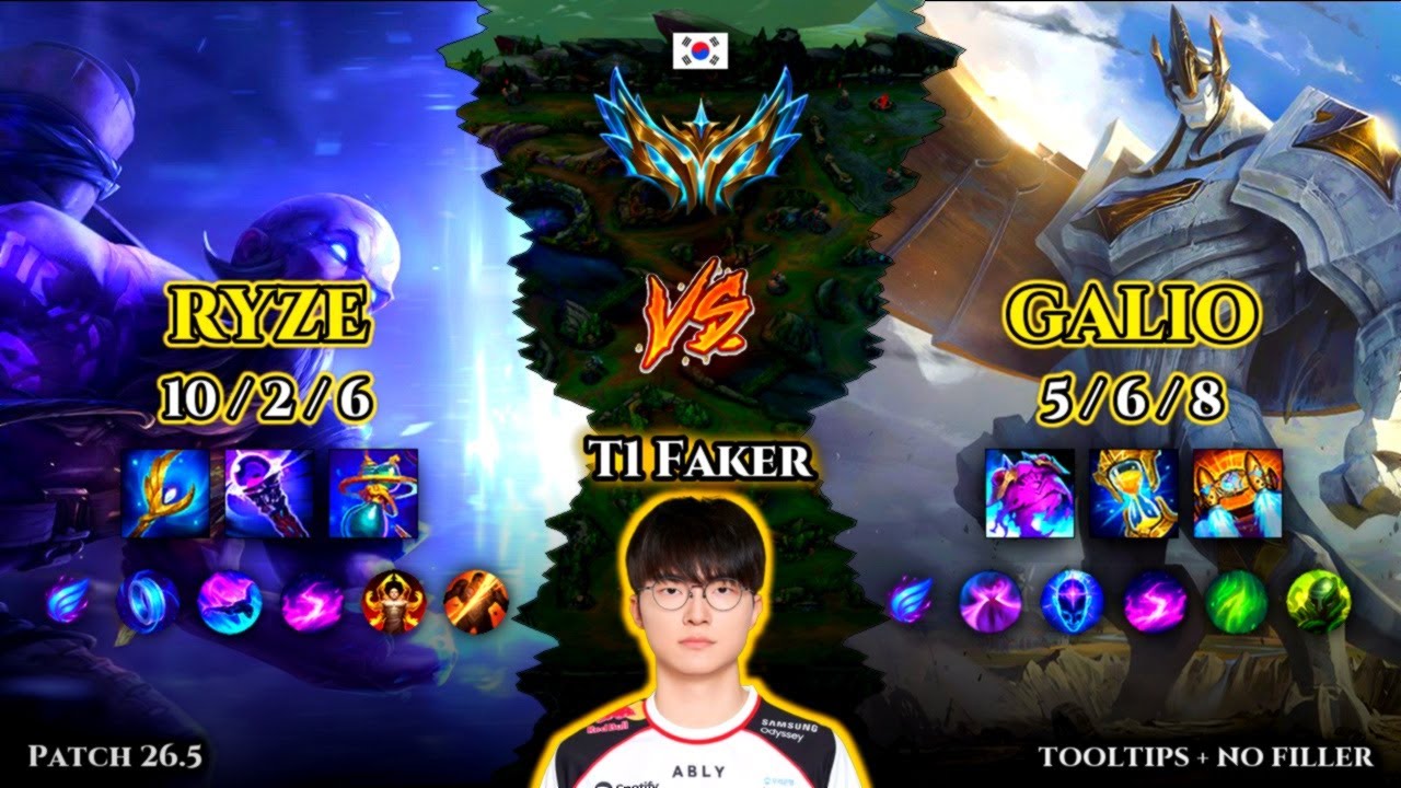 T1 Faker | Ryze MID vs Galio | Patch 26.5 | 2026-03-05 | KR CHALLENGER