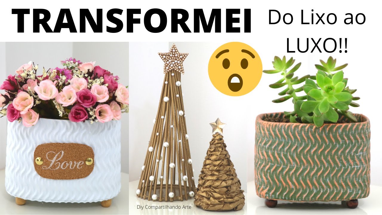 NAO ACREDITO QUE FIZ ESSES ARTESANATOS COM MATERIAL RECICLADO 5 Ideias lindas do Compartilhando Arte