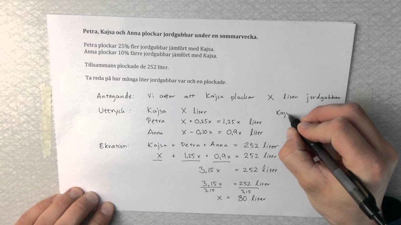 4.3 Problemlösning med procent med och utan ekvationer.