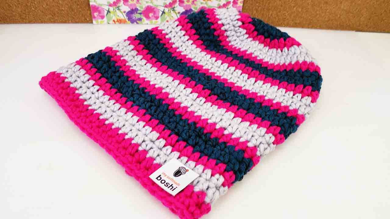 Myboshi Mütze häkeln | Long Beanie selber machen | Unsichtbarer Rundenübergang & Farbwechsel