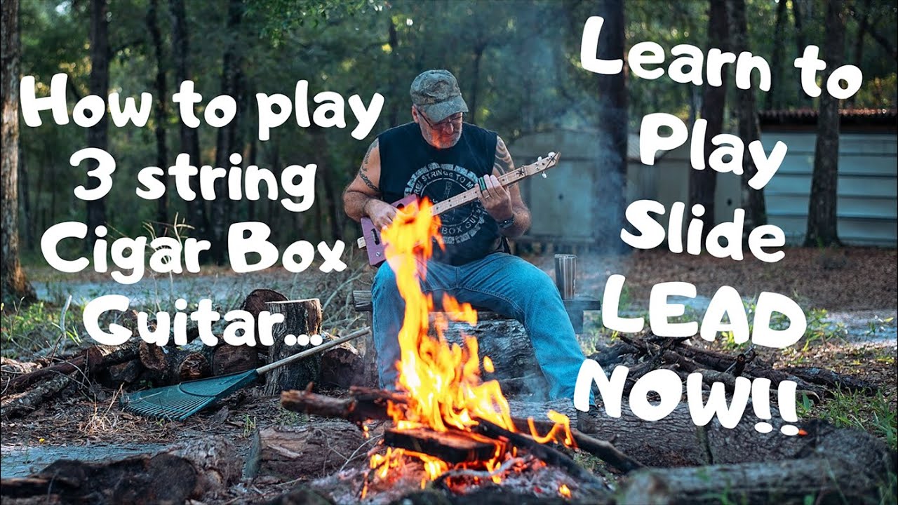 How to play 3 string Cigar Box Guitar - Learn to play slide LEAD NOW!