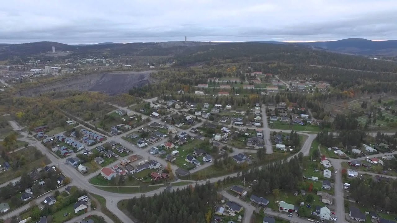 Östra Malmberget och Malmsta ifrån luften