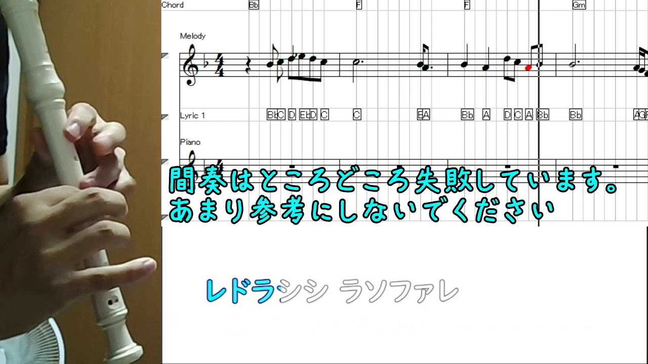 ソプラノリコーダー | カントリーロード  原曲キー  ドレミファ楽譜付き